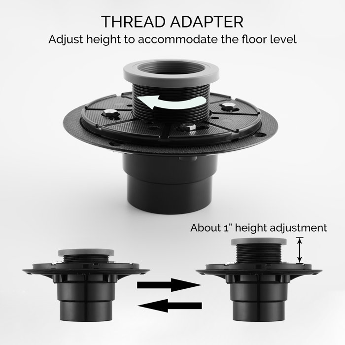 AngleSimple Shower Drain Base Flange With Adjustable Threaded Adapter